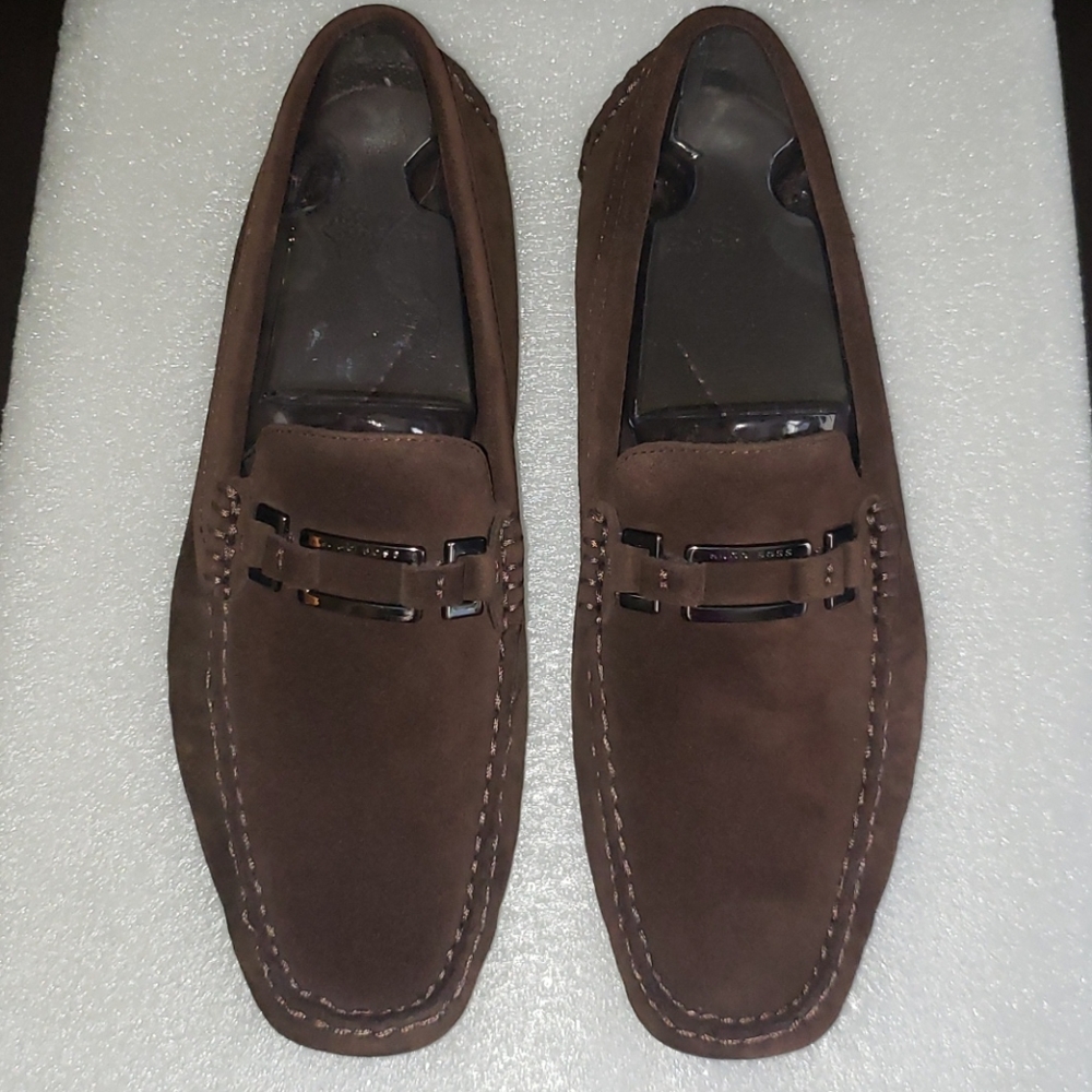 Brown suede loafers